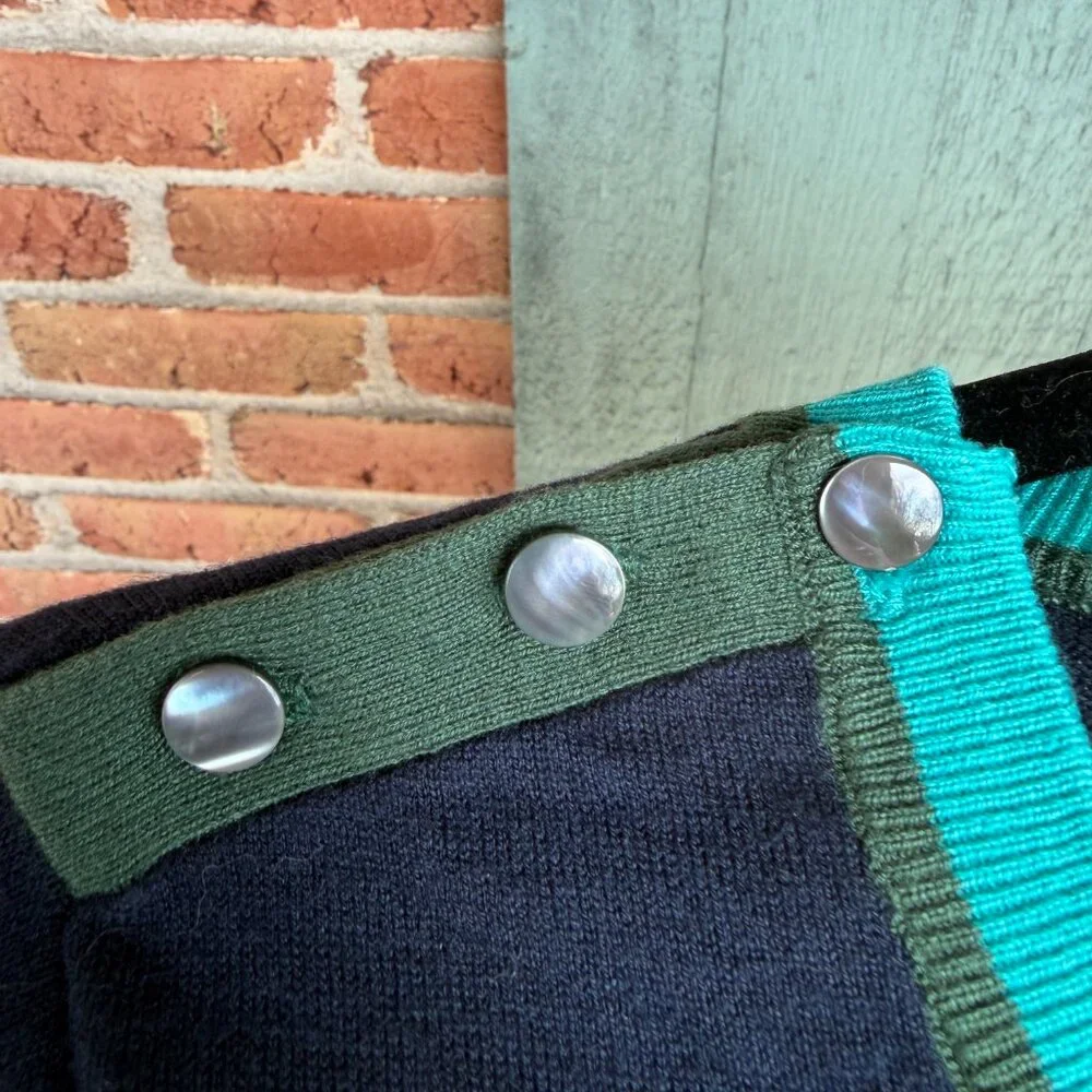 Banana Republic X Issa London Colorblock Sweater with Pearlized Button detail - Picture 4 of 9